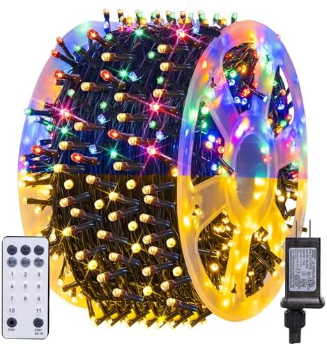 Color Changing Christmas Lights, 164FT 500LED Warm White & Multi-Colored Waterproof String Lights with Remote 11