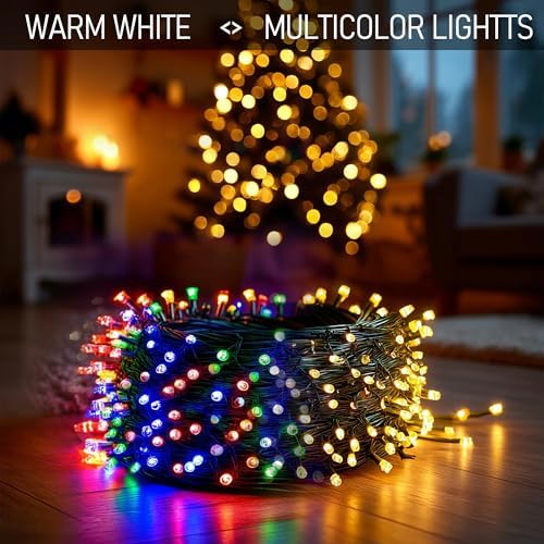 Color Changing Christmas Lights, 164FT 500LED Warm White & Multi-Colored Waterproof String Lights with Remote 11, alternate