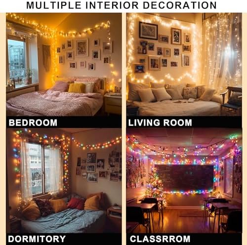 Color Changing Christmas Lights, 164FT 500LED Warm White & Multi-Colored Waterproof String Lights with Remote 11, alternate