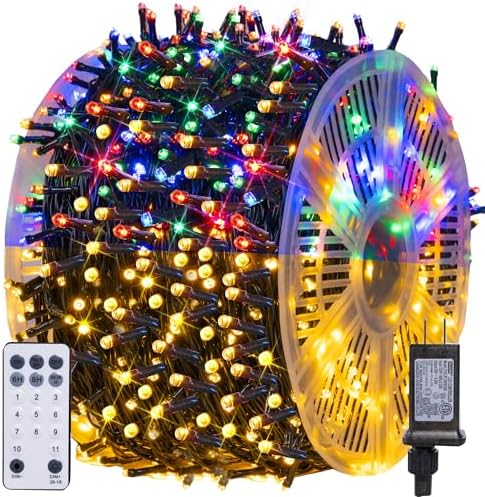 Color Changing Christmas Lights, 328FT 1000LED Warm White & Multi-colored Waterproof String Lights with Remote