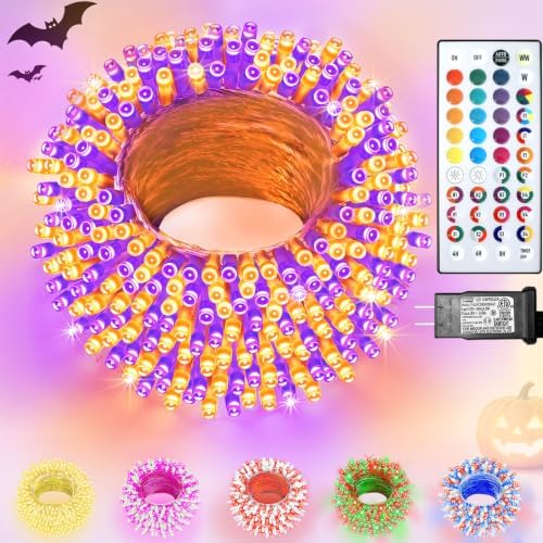 Color Changing Christmas Lights, 35 Colors 33FT 100LED Halloween String Lights With Remote Clear Wire