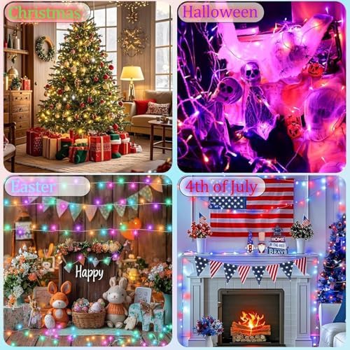 Color Changing Christmas Lights, 35 Colors 33FT 100LED Halloween String Lights With Remote Clear Wire, alternate view 2