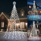 Color Changing Christmas Tree Lights - 10Ft 444 LED with 7.8" Ball, Remote Controll Waterproof Iron Pole