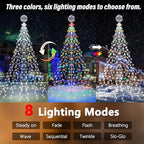 Color Changing Christmas Tree Lights - 10Ft 444 LED with 7.8" Ball, Remote Controll Waterproof Iron Pole, alternate view 4