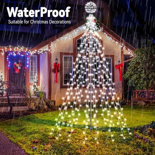 Color Changing Christmas Tree Lights - 10Ft 444 LED with 7.8" Ball, Remote Controll Waterproof Iron Pole, alternate view 5