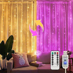 Color Changing Curtain Lights, 200 Led 6.5ft x 6.5ft Hanging String Lights Outdoor, Fairy Curtain Lights for