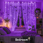 Color Changing Curtain Lights for Halloween, 200 LED 6.5ft x 6.5ft Hanging String Lights with USB, Curtain Fairy, alternate