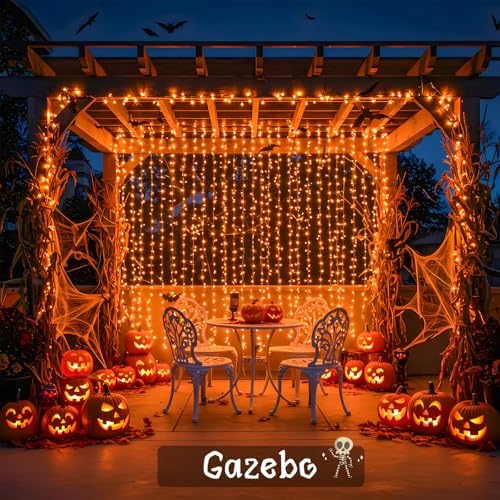 Color Changing Curtain Lights for Halloween, 200 LED 6.5ft x 6.5ft Hanging String Lights with USB, Curtain Fairy, alternate