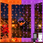 Color Changing Curtain Lights for Halloween, 300 LED 9.8ft x 9.8ft Hanging String Lights with USB, Curtain Fairy
