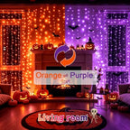 Color Changing Curtain Lights for Halloween, 300 LED 9.8ft x 9.8ft Hanging String Lights with USB, Curtain Fairy, alternate