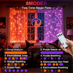 Color Changing Curtain Lights for Halloween, 300 LED 9.8ft x 9.8ft Hanging String Lights with USB, Curtain Fairy, alternate