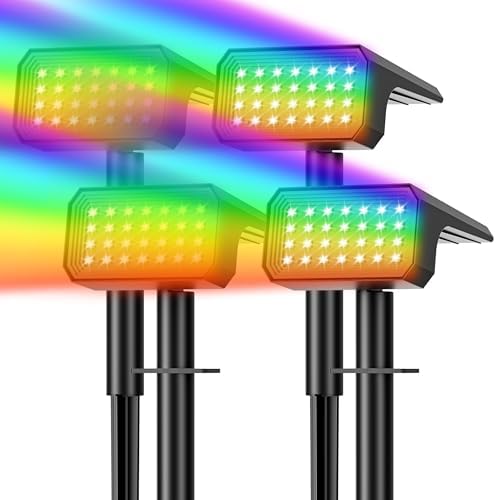 Color Changing Solar Spot Lights Outdoor Waterproof, 10 Pack, 28 LED RGB