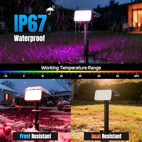 Color Changing Solar Spot Lights Outdoor Waterproof, 10 Pack, 28 LED RGB, alternate view 5