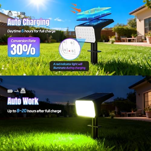 Color Changing Solar Spot Lights Outdoor Waterproof, 6 Pack, 28 LED RGB, alternate view 4
