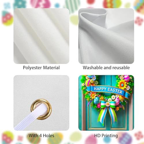 Colorful Wreath Easter Door Cover 35x71 Inches Polyester in 35x71 Inches, alternate view 4
