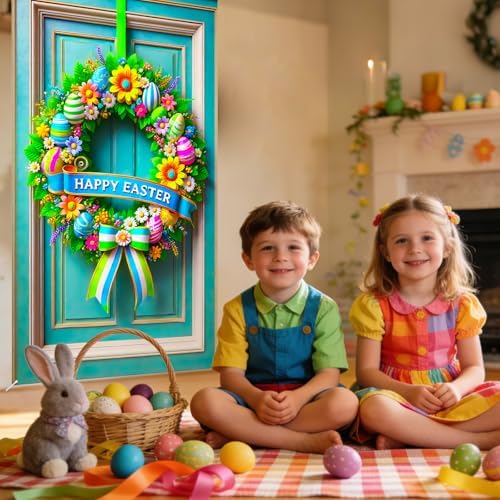 Colorful Wreath Easter Door Cover 35x71 Inches Polyester in 35x71 Inches, alternate view 5