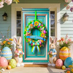 Colorful Wreath Easter Door Cover 35x71 Inches Polyester in 35x71 Inches, alternate view 6