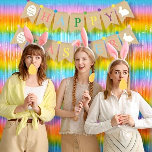 Colourful Fringe Curtains | Holidays Party Streamers Backdrop in 3.2 ft x 8.2 ft in rainbow, alternate view 2