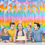 Colourful Fringe Curtains | Holidays Party Streamers Backdrop in 3.2 ft x 8.2 ft in rainbow, alternate view 4