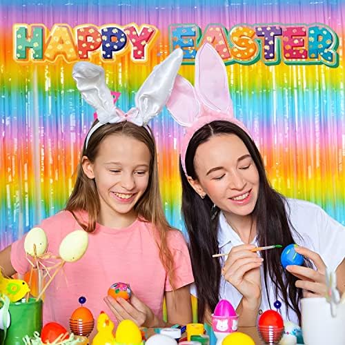 Colourful Fringe Curtains | Holidays Party Streamers Backdrop in 3.2 ft x 8.2 ft in rainbow, alternate view 6