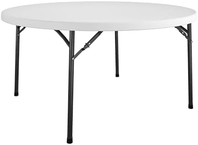Commercial 5' (60") Round Blow Mold Table, White in White