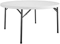 Commercial 5' (60") Round Blow Mold Table, White in White