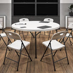 Commercial 5' (60") Round Blow Mold Table, White in White, alternate view 2
