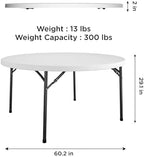Commercial 5' (60") Round Blow Mold Table, White in White, alternate view 3