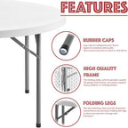 Commercial 5ft Round Table Pack - 10 Lightweight Plastic Tables for Cafeteria, Events, Banquets & Parties, alternate view 3