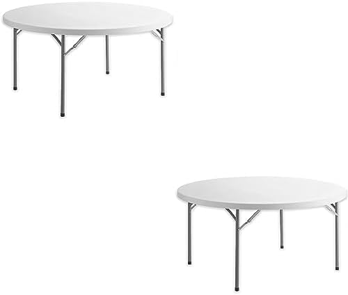 Commercial 5ft Round Table Pack - Lightweight, Ideal for Cafeterias, Events & Banquets - 60" Circle Plastic