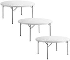 Commercial 5ft Round Table Pack - Lightweight, Perfect for Cafeterias, Events & Banquets - 60" Circle Plastic