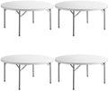Commercial 5ft Round Table Pack of 4 - Lightweight, Ideal for Cafeterias, Events, Banquets & Parties - 60 inch