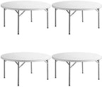 Commercial 5ft Round Table Pack of 4 - Lightweight, Ideal for Cafeterias, Events, Banquets & Parties - 60 inch