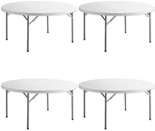 Commercial 5ft Round Table Pack of 4 - Lightweight, Ideal for Cafeterias, Events, Banquets & Parties - 60 inch