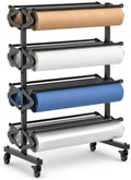 Commercial 8-Roll Paper Roll Dispenser Rack with Cutter with Locking Caster