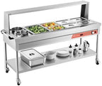 Commercial Electric Food Warmer, 7 Pans + 2 Pots Steam Table, 1800W Professional Buffet Catering Food Warmer