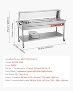 Commercial Electric Food Warmer, 7 Pans + 2 Pots Steam Table, 1800W Professional Buffet Catering Food Warmer, alternate view