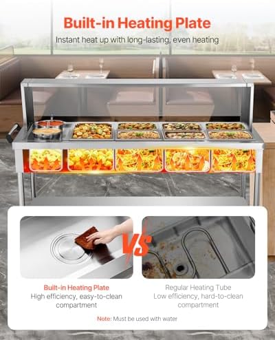 Commercial Electric Food Warmer, 7 Pans + 2 Pots Steam Table, 1800W Professional Buffet Catering Food Warmer, alternate view