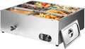 Commercial Food Warmer 48 Qt Stainless Steel Steam Table Countertop Buffet Warmer, 6-Pan 1500W Electric Bain