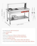 Commercial Food Warmer, 7 Pans + 2 Pots Electric Steam Table, 1800W Professional Buffet Catering Food Warmer, alternate view