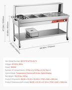 Commercial Food Warmer, 8 Pans + 2 Pots Electric Steam Table, 1800W Professional Buffet Catering Food Warmer, alternate view