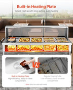 Commercial Food Warmer, 8 Pans + 2 Pots Electric Steam Table, 1800W Professional Buffet Catering Food Warmer, alternate view