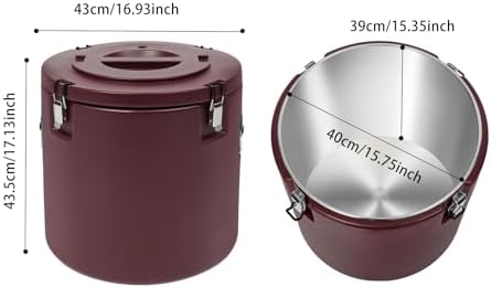 Commercial Food Warmer Insulated Soup Container Carrier, 13.2Gallon Portable Soup Hot Box with Lid, Large, alternate view 2