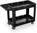 Commercial Grade 2 Shelf Utility Cart with Wheels - Rolling Tool Trolley, Heavy Duty Service Push Cart for