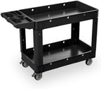 Commercial Grade 2 Shelf Utility Cart with Wheels - Rolling Tool Trolley, Heavy Duty Service Push Cart for