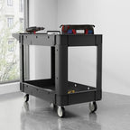Commercial Grade 2 Shelf Utility Cart with Wheels - Rolling Tool Trolley, Heavy Duty Service Push Cart for, alternate view 2