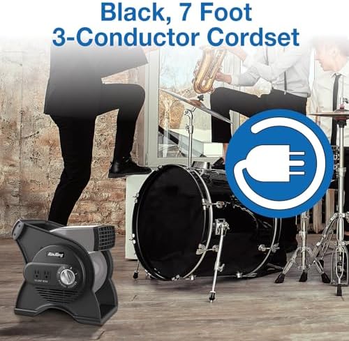 Commercial Grade Pivoting Utility Fan, for Cooling, Ventilating, Exhausting and Drying at Home, Job Site, Work, alternate