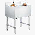 Commercial Ice Bin,19 Inch Stainless Steel Ice Chest with Sliding Lid and Bottle Holders, Cooler Cart Cocktail