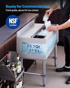 Commercial Ice Bin,19 Inch Stainless Steel Ice Chest with Sliding Lid and Bottle Holders, Cooler Cart Cocktail, alternate