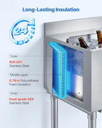 Commercial Ice Bin,19 Inch Stainless Steel Ice Chest with Sliding Lid and Bottle Holders, Cooler Cart Cocktail, alternate